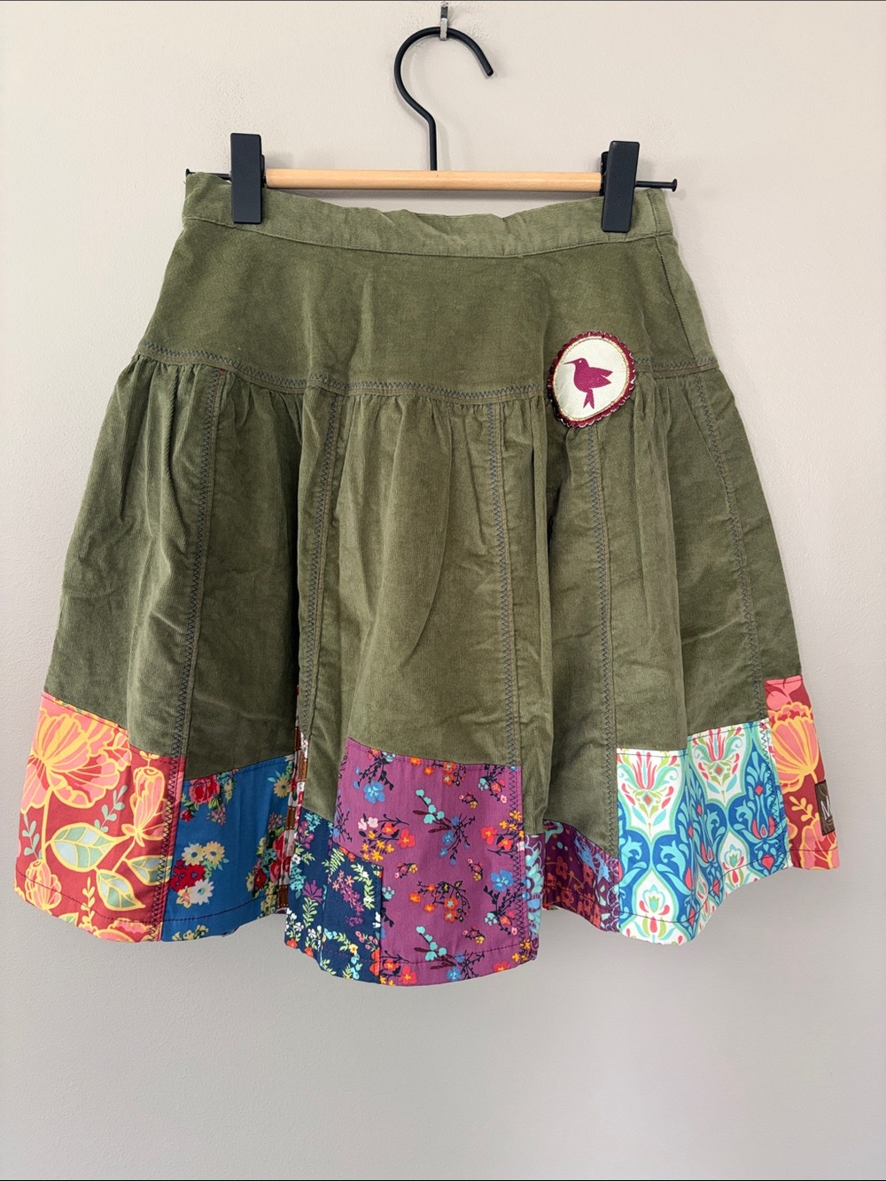 Matilda Jane Meridian‎ Corduroy Patchwork Skirt Girls Size 10 Olive Green NWT